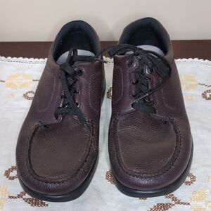 Sz 11W Men's SAS Brown Leather Orthotic Tie Shoes